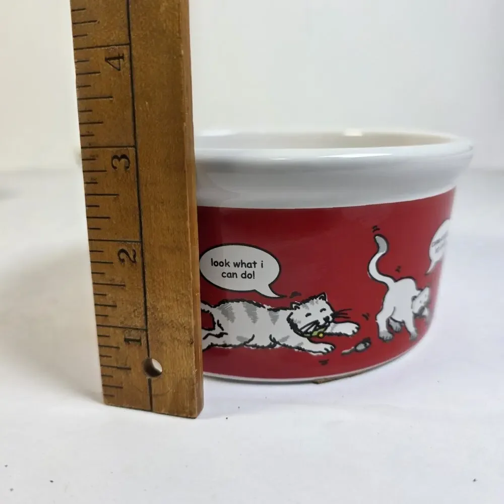 Signature Housewares Talking Cat By Riviera Van Beers Pet Bowl Stoneware 6x3